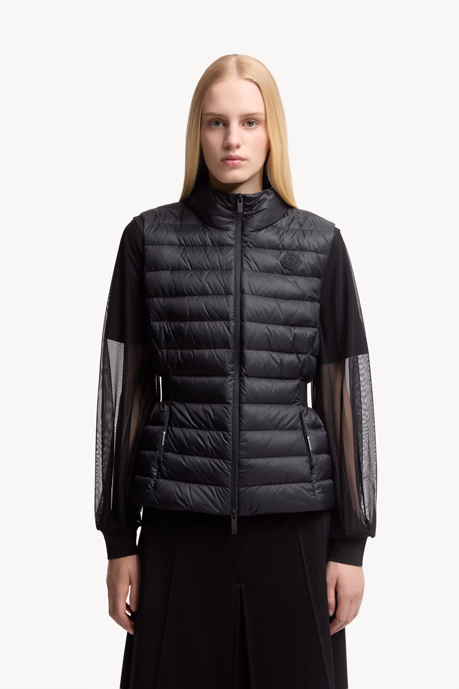 Chaleco plumífero ajustado y acampanado Valmarie Mujer Negro Moncler 3